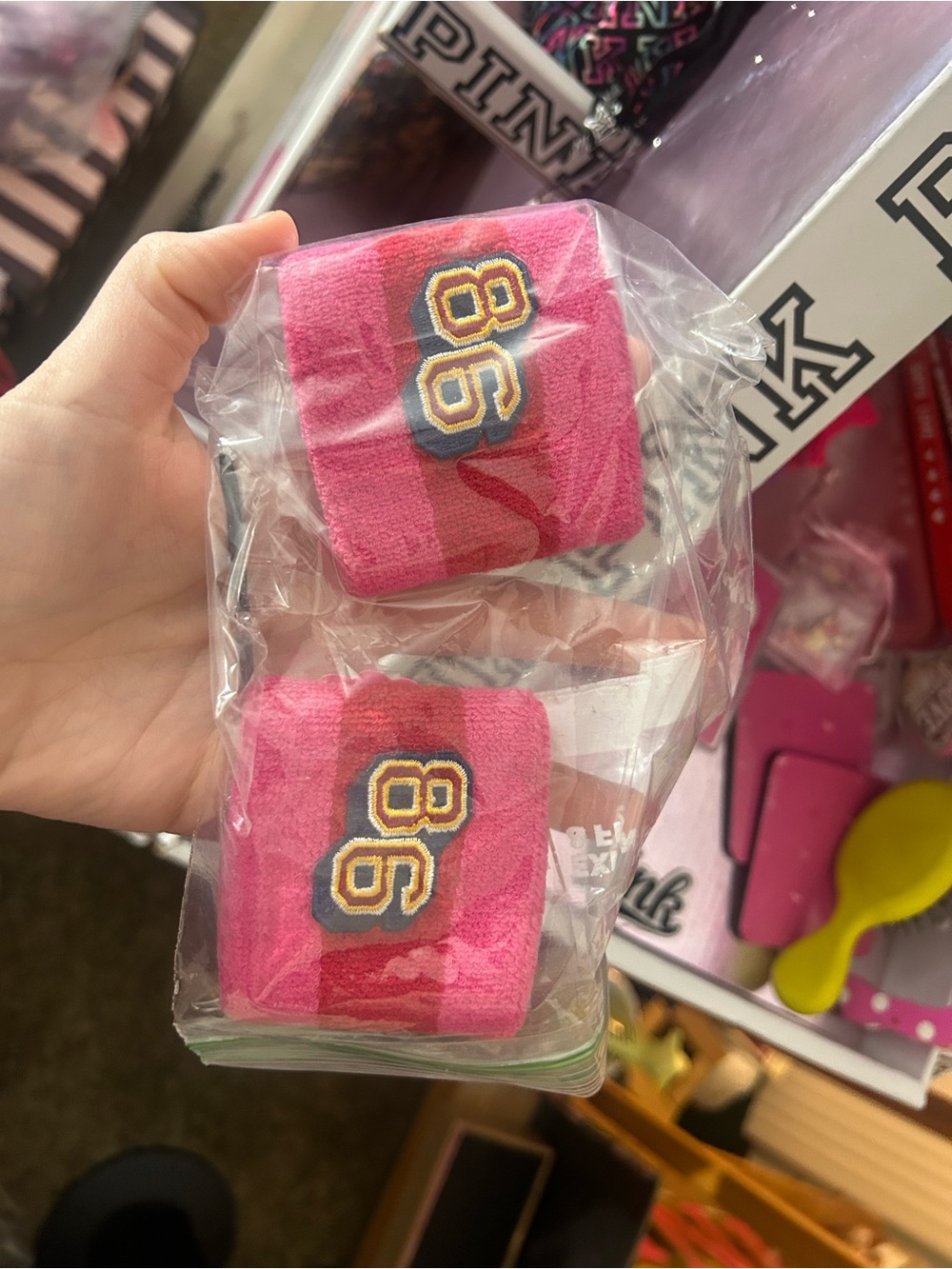 Vintage Pink '86' Terry Wristbands - Set of 2